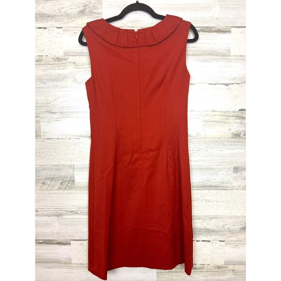 Badgley Mischka Women’s 8 Dark Orange Wool Lined Mini Cocktail Dress - Picture 2 of 7